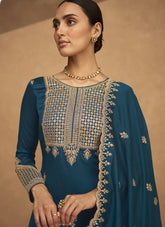 Delightful Salwar Suit with Premium Silk in Blue Colour
